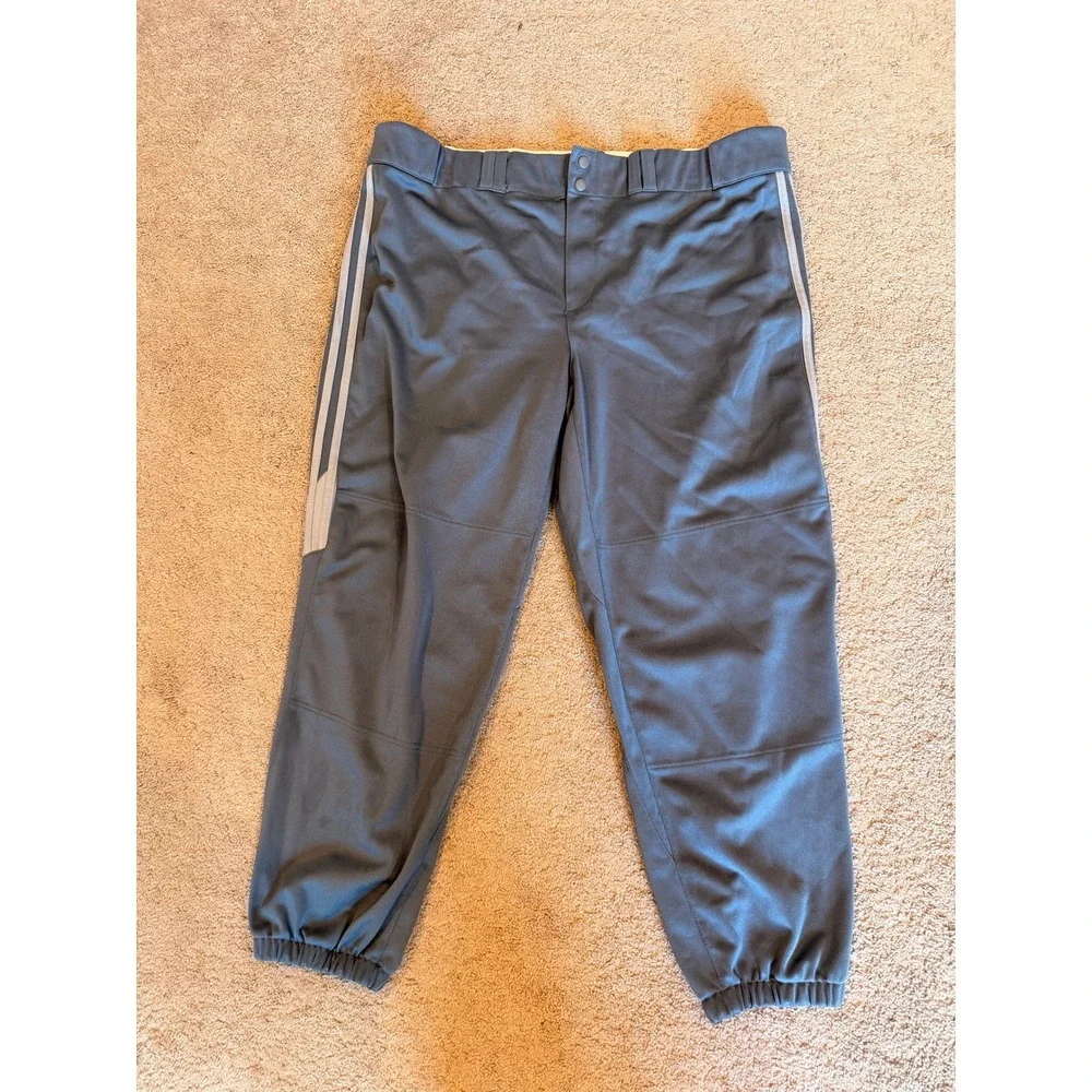 Adidas‎ Climalite Mens Gray Baseball Pants 3XL Athletic Performance Side Stripe